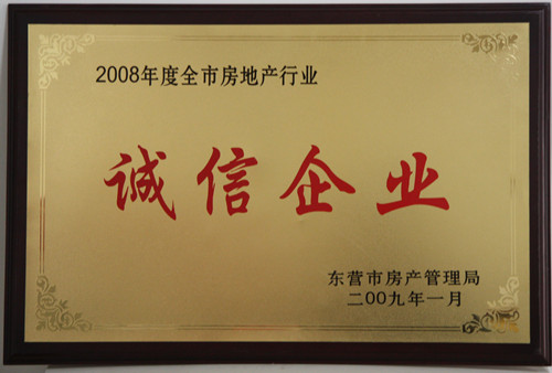 2008年度全市房地产行业诚信企业